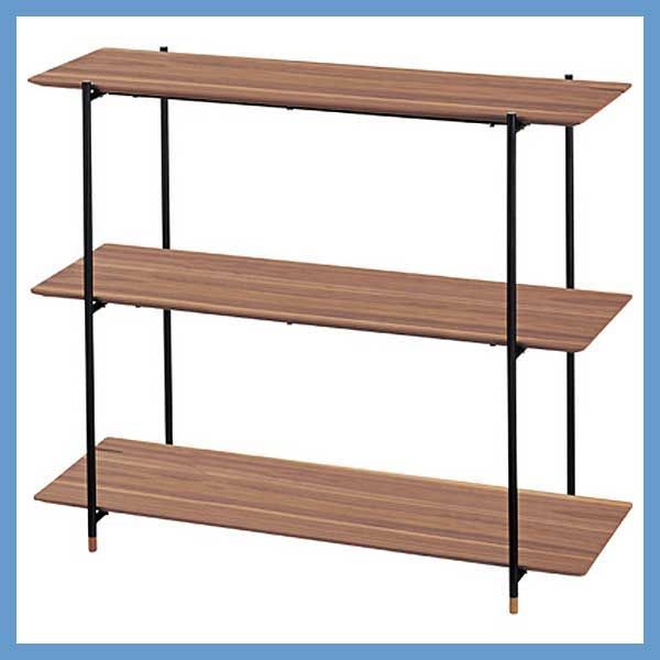 天然木化粧繊維板の３段シェルフ オープンラック W 108 D 41 5 H 92 cm No 101 ウォルナット