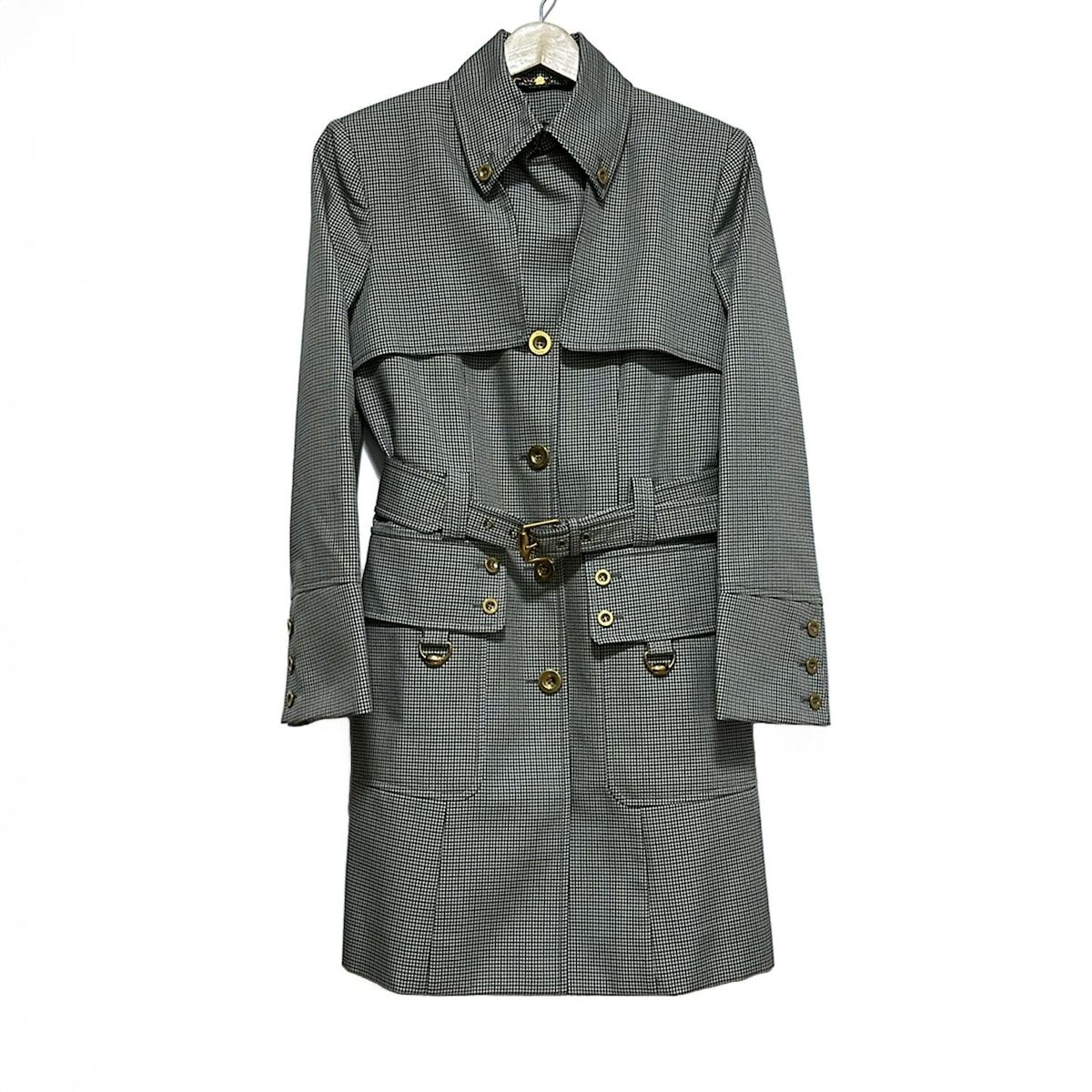 GUCCI グッチ コート サイズ40 M レディース - 225718 ZU059 ライトグレー×グレー×マルチ 長袖 千鳥格子柄 ライナー取り外し可 秋 冬
