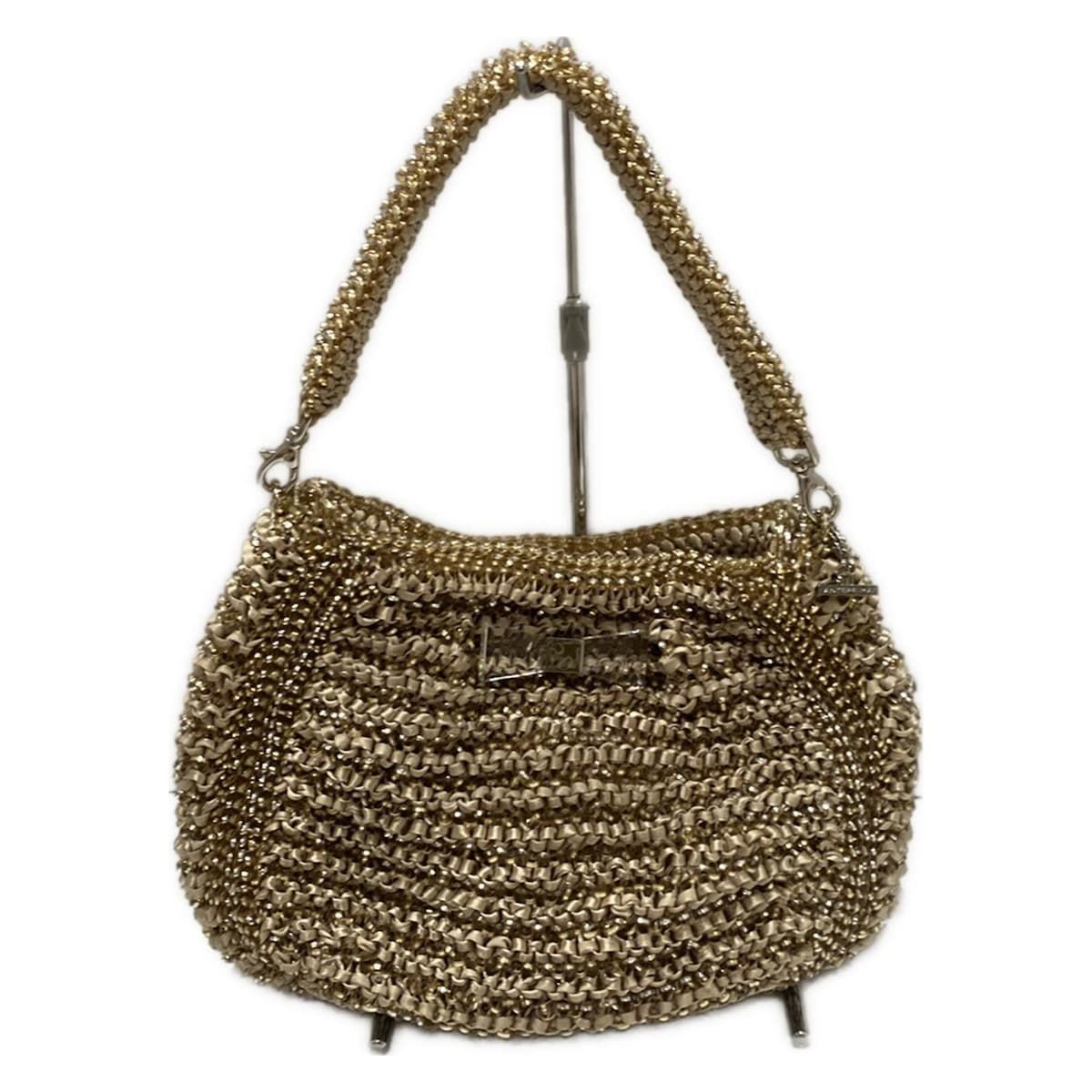 ANTEPRIMA アンテプリマ ショルダーバッグ クリスタッロフィオッコ ベージュ×ゴールド×クリア リボン