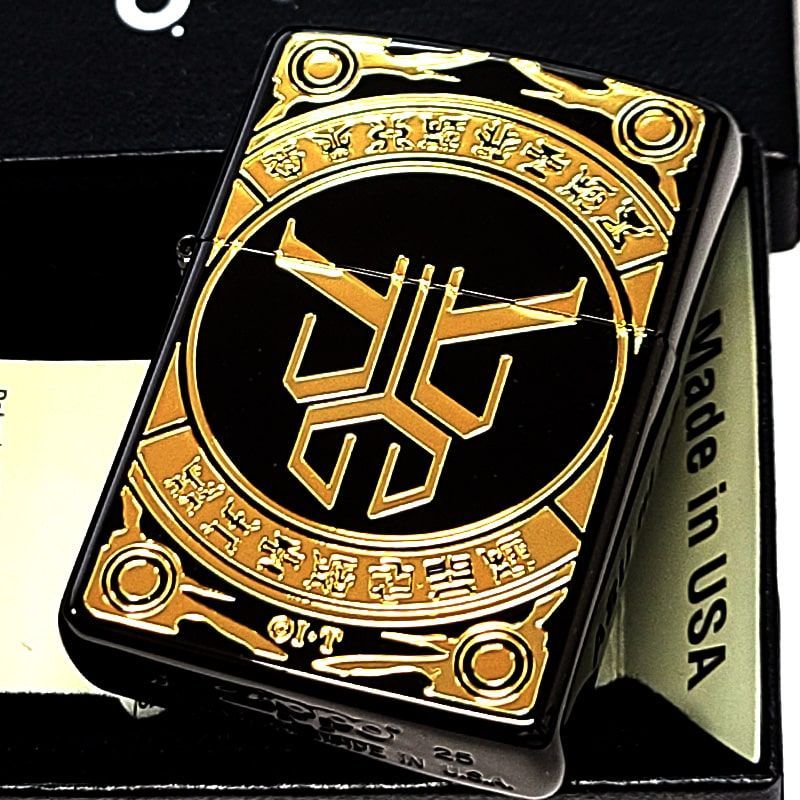 ZIPPO 仮面ライダークウガ フォーム イオンブラック ジッポ ライター かっこいい 彫刻 特撮 メンズ おしゃれ 金差し 黒 ギフト ギフト