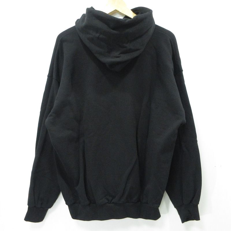 W TAPS ダブルタップス ロゴプリント長袖パーカー 裏起毛 ブラック サイズ 3 103