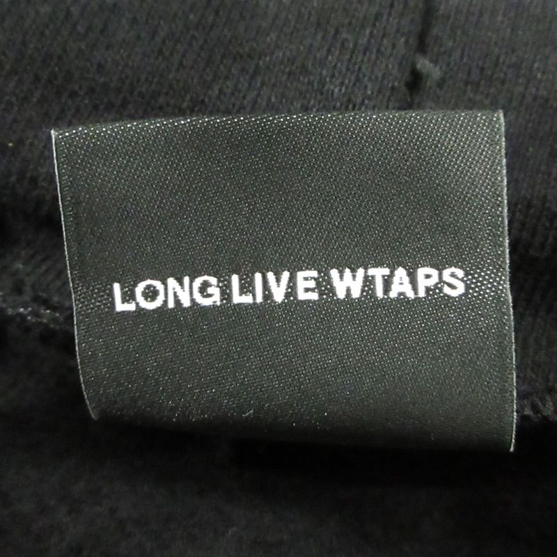  W TAPS ダブルタップス ロゴプリント長袖パーカー 裏起毛 ブラック サイズ 3 103 その他 メンズ