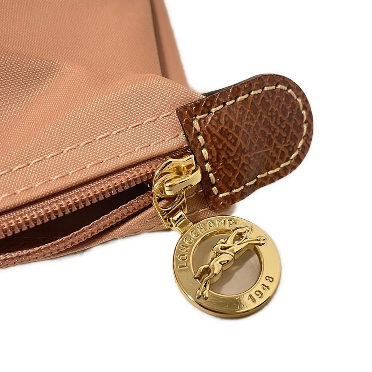 LONGCHAMP ロンシャン ショルダーバッグ ル プリアージュオリジナル ライトピンク×ブラウン 折りたたみ レザー DECORATOM_COM_BR