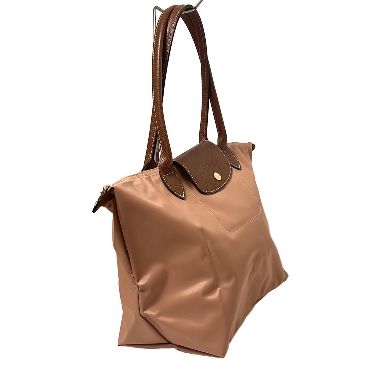 LONGCHAMP ロンシャン ショルダーバッグ ル プリアージュオリジナル ライトピンク×ブラウン 折りたたみ レザー