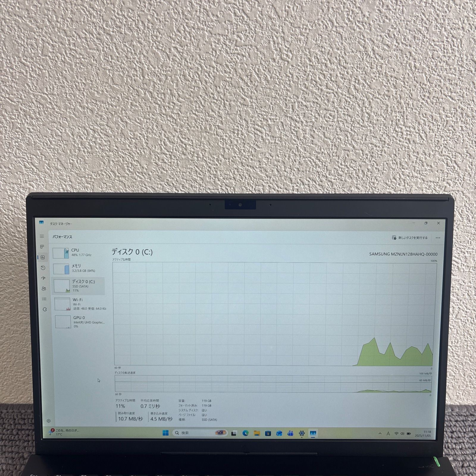 Sony VAIO VJPJ11C11N i3-8145U メモリ4GB SSD128GB  Win11 指紋認証