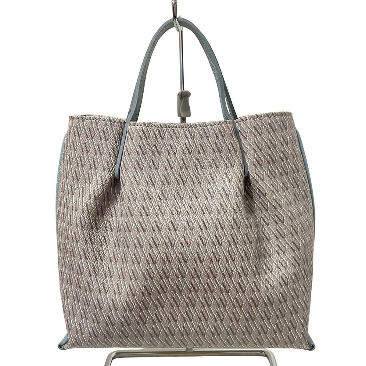 WAKO ワコー トートバッグ - グレー×ライトブルー チェーンショルダー レザー