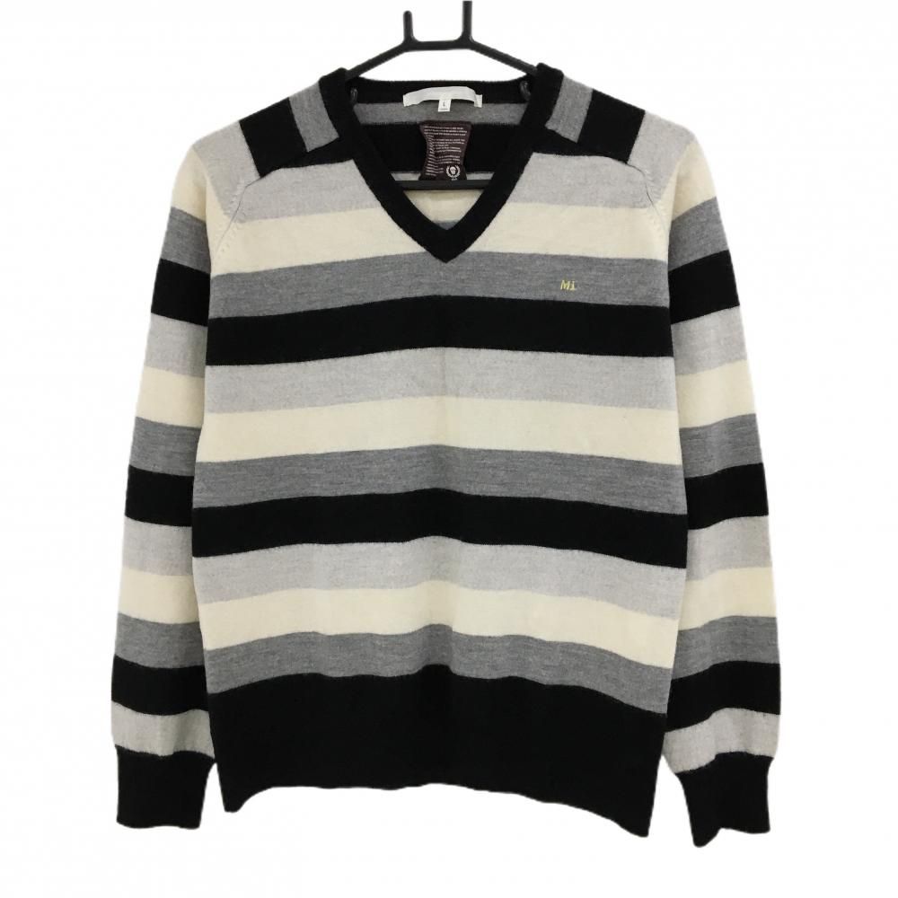【美品】マークアンドロナ Vネック ニット スカル ロゴ ライン カモフラ 48 マークアンドロナ Vネック ニット スカル ロゴ ライン カモフラ 48