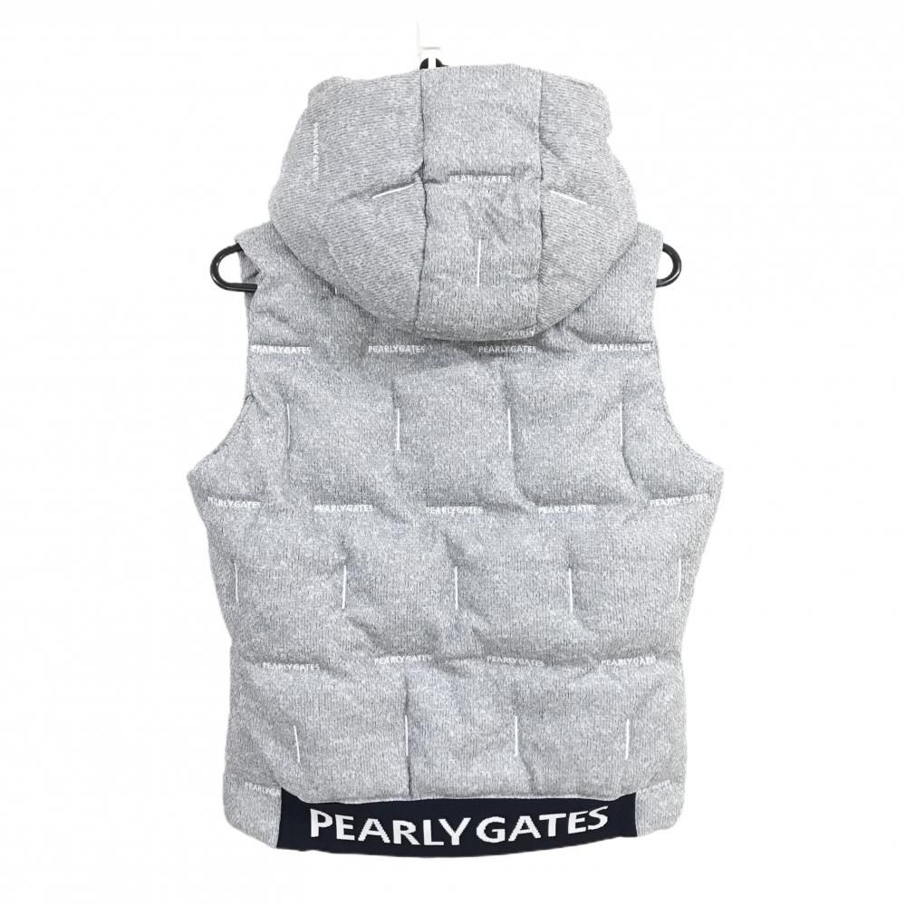 超 パーリーゲイツ 2WAYフード付き中綿ベスト ライトグレー×白 レディース 1 M ゴルフウェア モデル PEARLY GATES