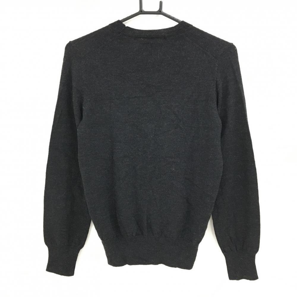 超 マークアンドロナ セーター ダークグレー Vネック スカル ラインストーン 薄手 ニット レディース S ゴルフウェア MARK＆LONA