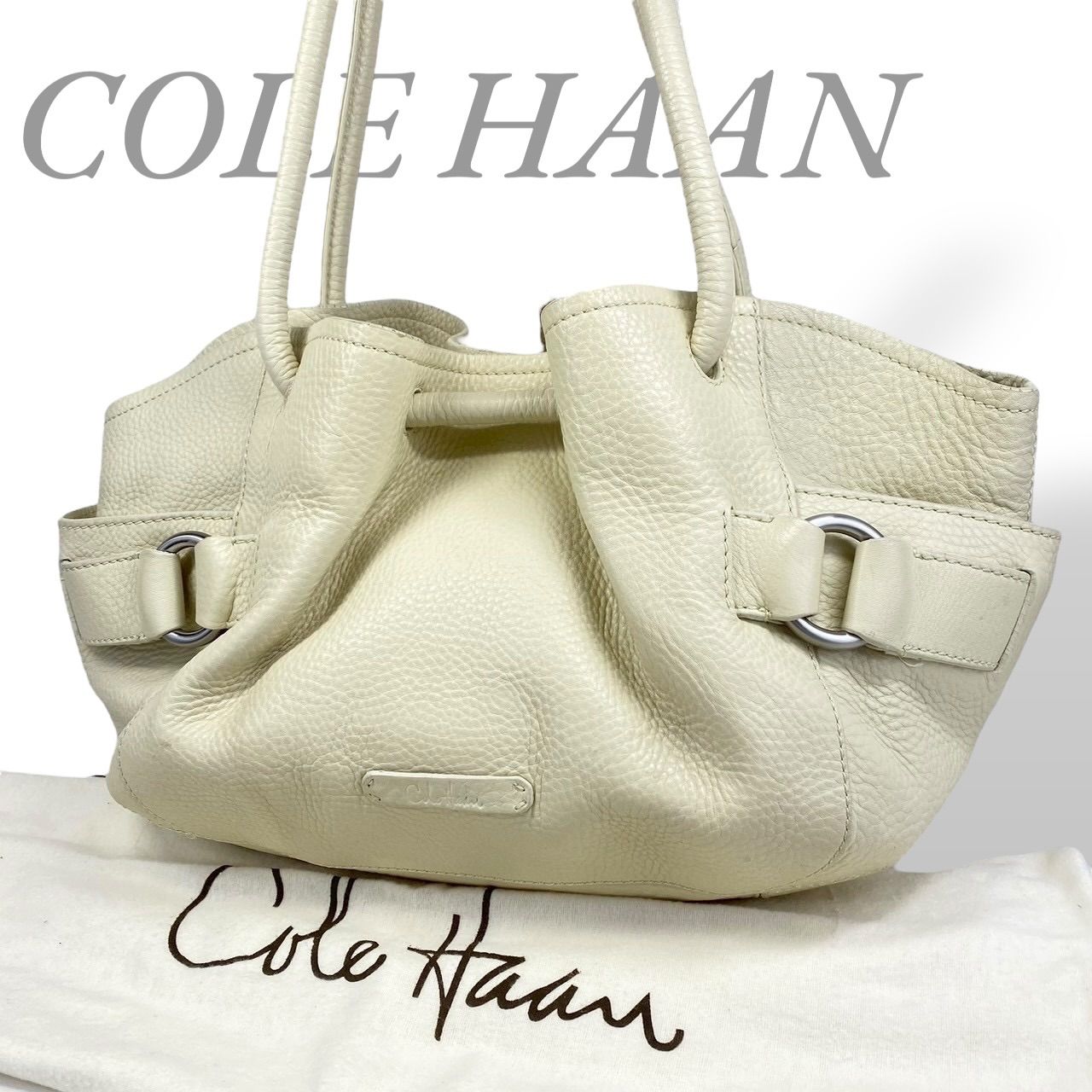 B3964】COLE HAAN コールハーン トートバッグ レザー シボ革 オフ 