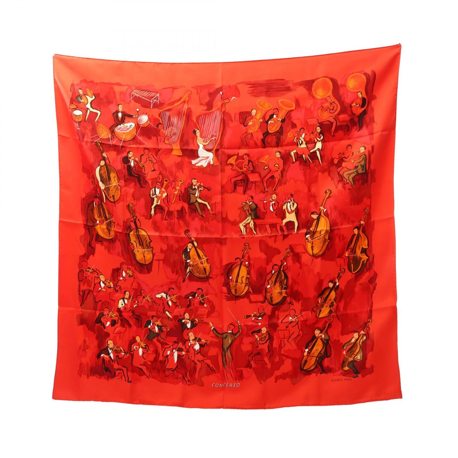 エルメス HERMES スカーフ カレ90 レッド シルク レディース A