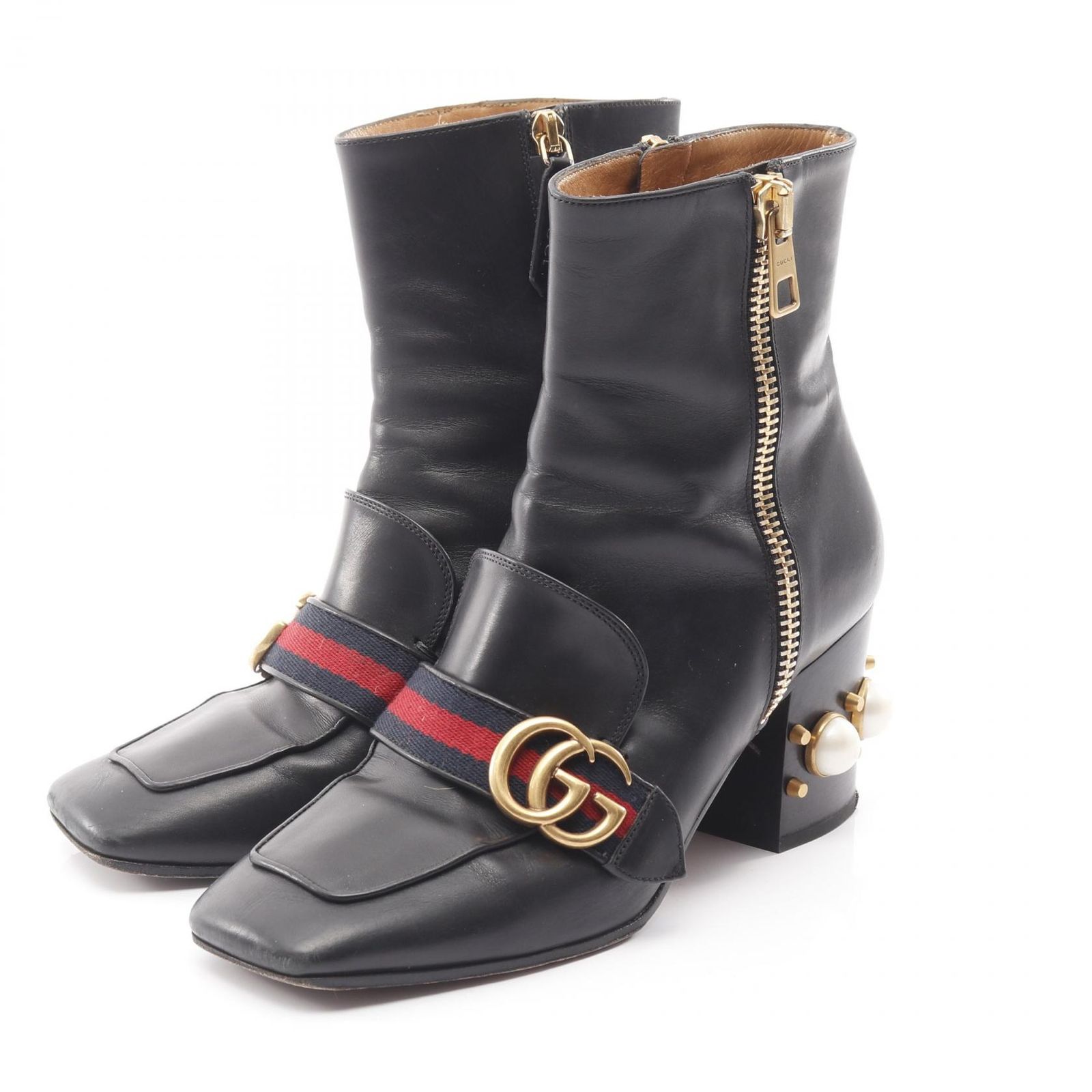 グッチ GUCCI ブーツ GG 432060 ブラック レザー ブーツ レディース Used B