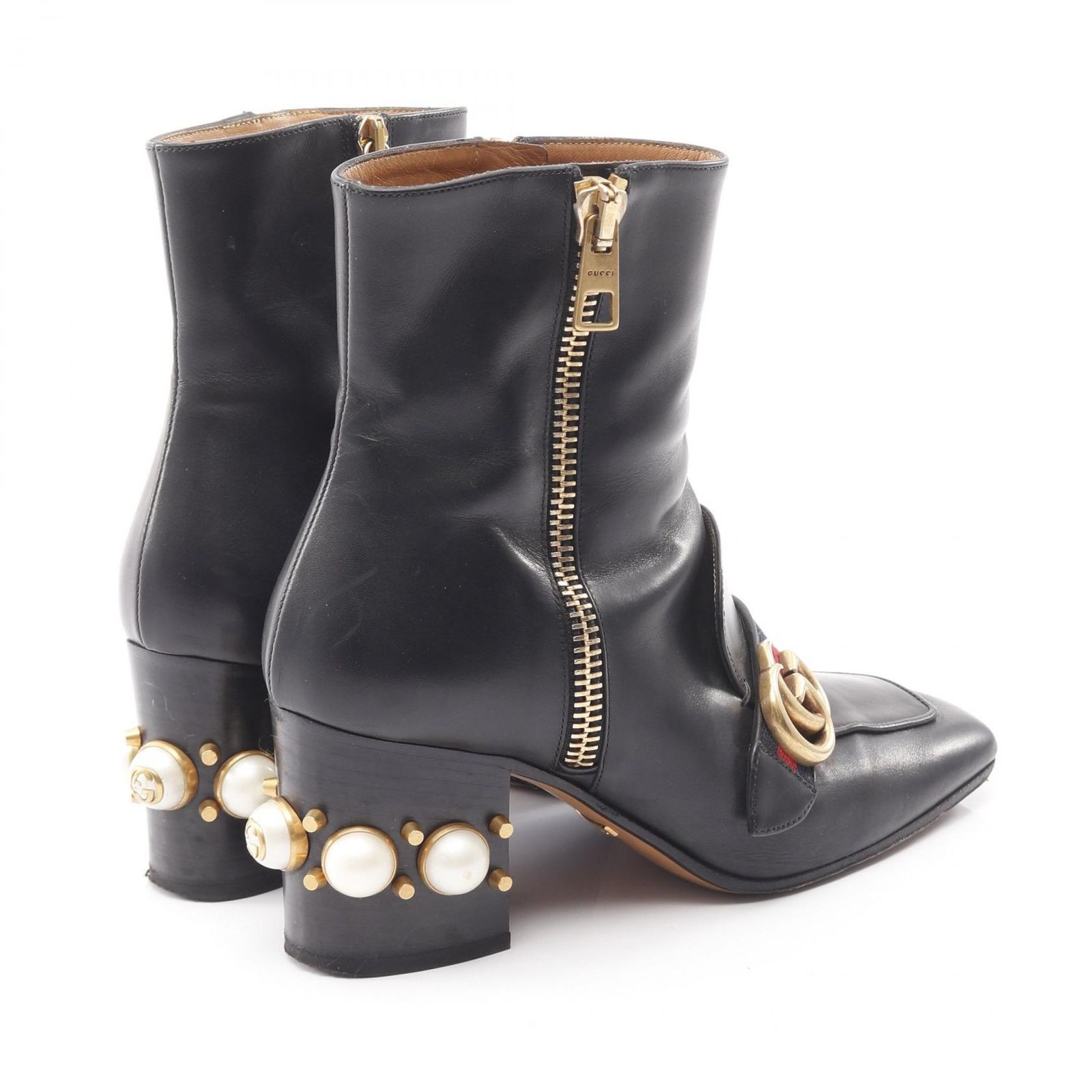 グッチ GUCCI ブーツ GG 432060 ブラック レザー ブーツ レディース Used B