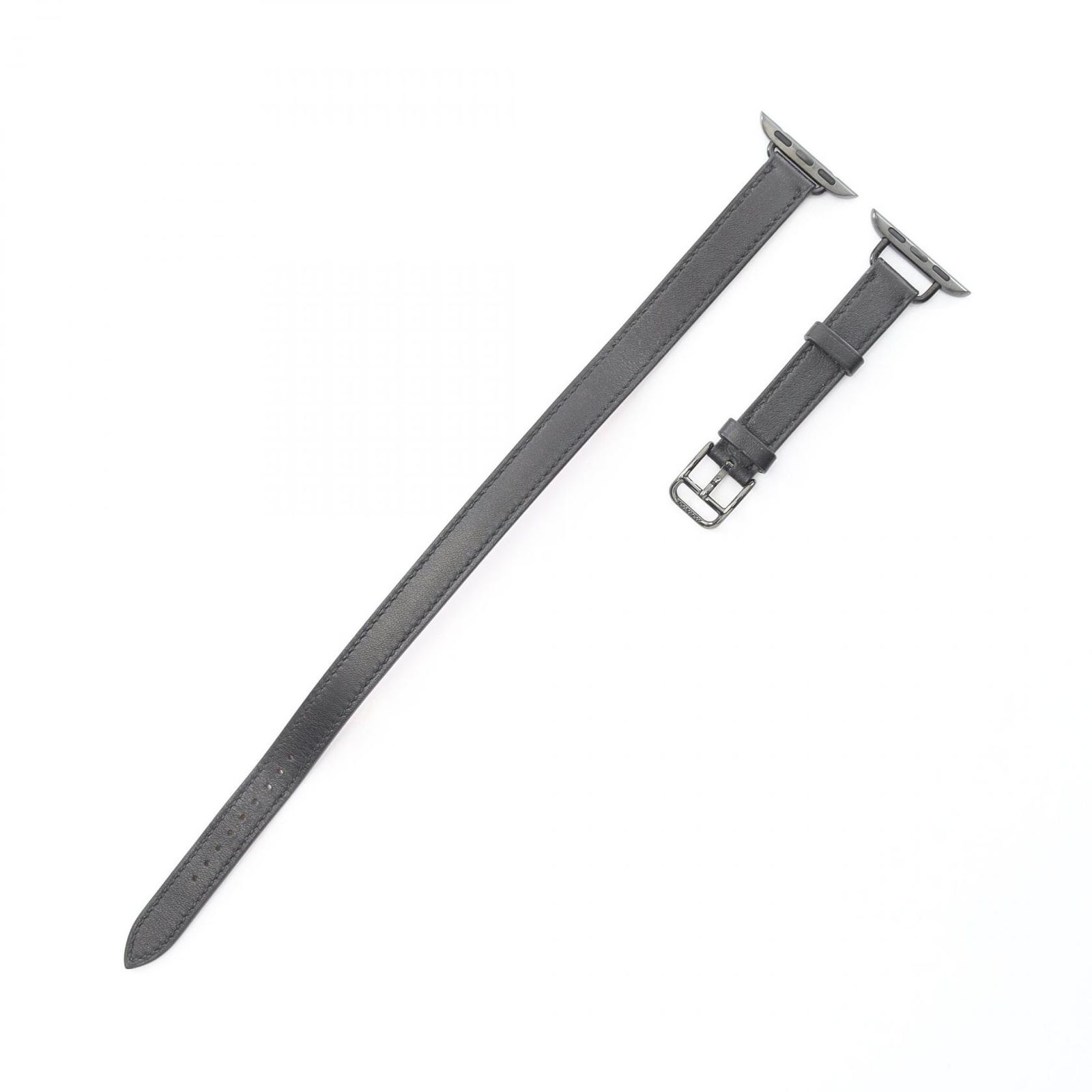 エルメス HERMES Apple Watch Hermes アップルウォッチ 40 41 42mmケース用 ドゥブルトゥール ブラック レザー 替えベルト ユニセックス Used A