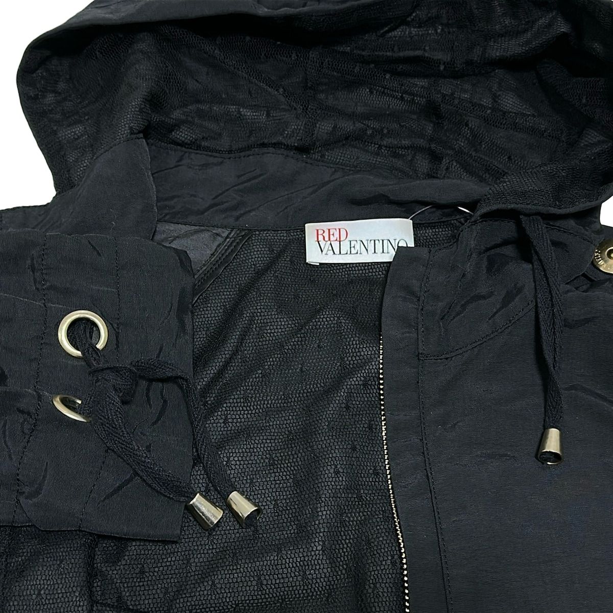 RED VALENTINO レッドバレンチノ ブルゾン サイズ38 M レディース - 黒 長袖 フリル ジップアップ 春 秋 GULLKHAN_COM