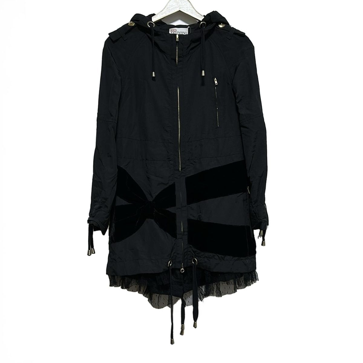 RED VALENTINO レッドバレンチノ ブルゾン サイズ38 M レディース - 黒 長袖 フリル ジップアップ 春 秋