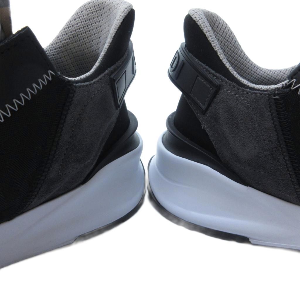  フェンディ FENDI FLOW フロー ブラックレザー ロートップ スニーカー FFロゴ ズッカ柄 黒 ブラック 白 ホワイト 8 約27 cm 1102 スニーカー 靴