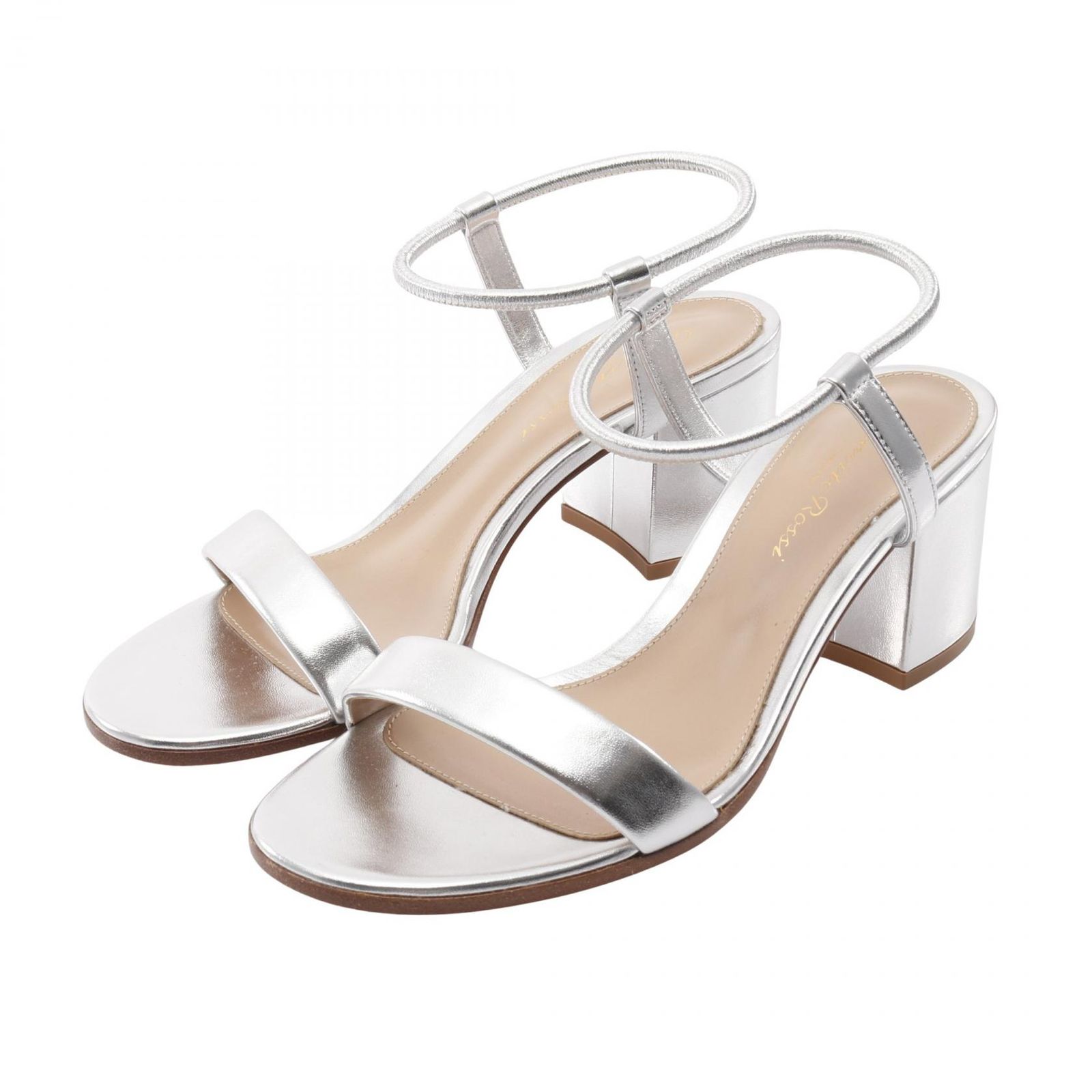 ジャンヴィト ロッシ Gianvito Rossi サンダル NADIA60 シルバー レザー サンダル レディース Used B