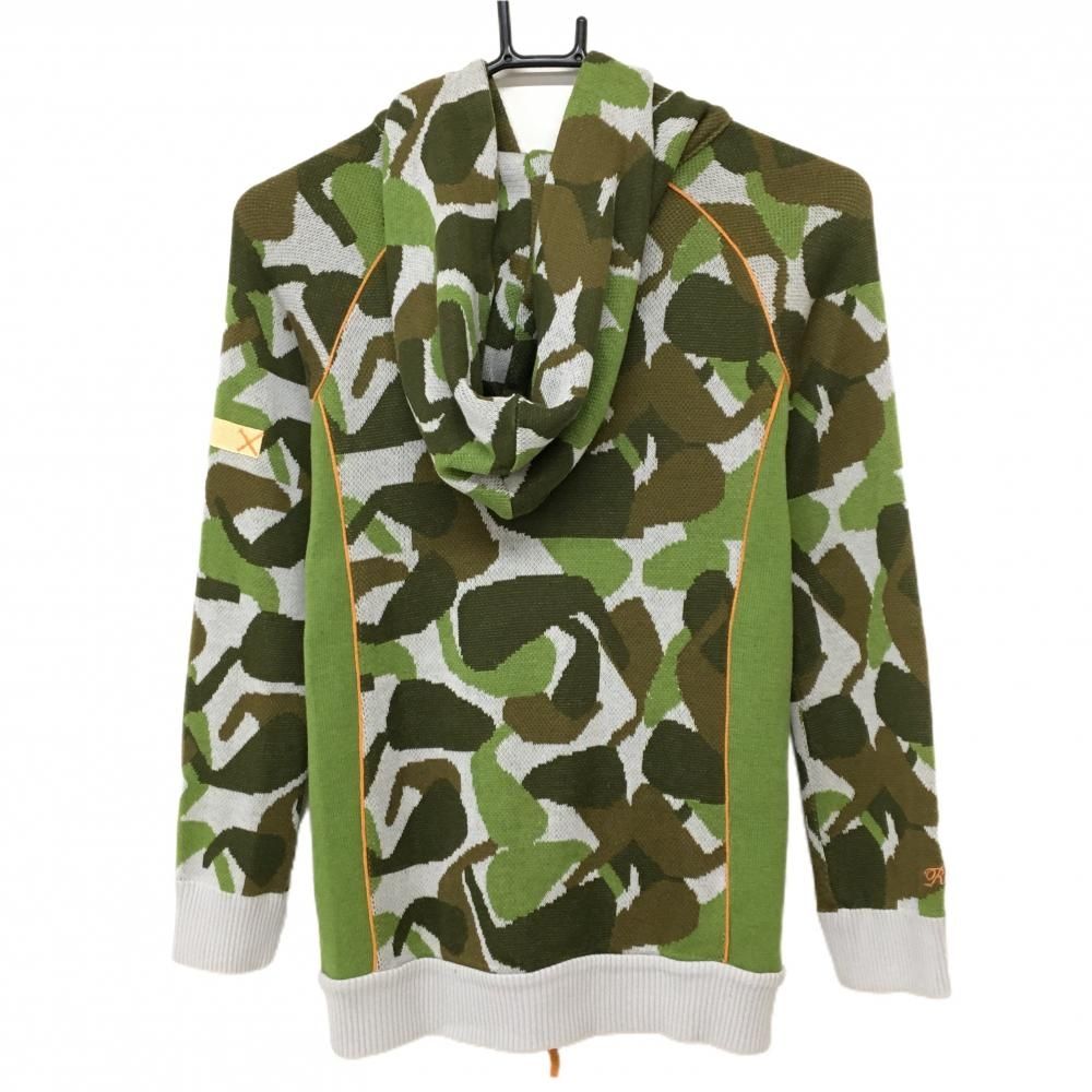 ラッセルノ ニットジップパーカー グレー×グリーン×ダークグリーン カモフラ 迷彩 レディース S ゴルフウェア RUSSELUNO