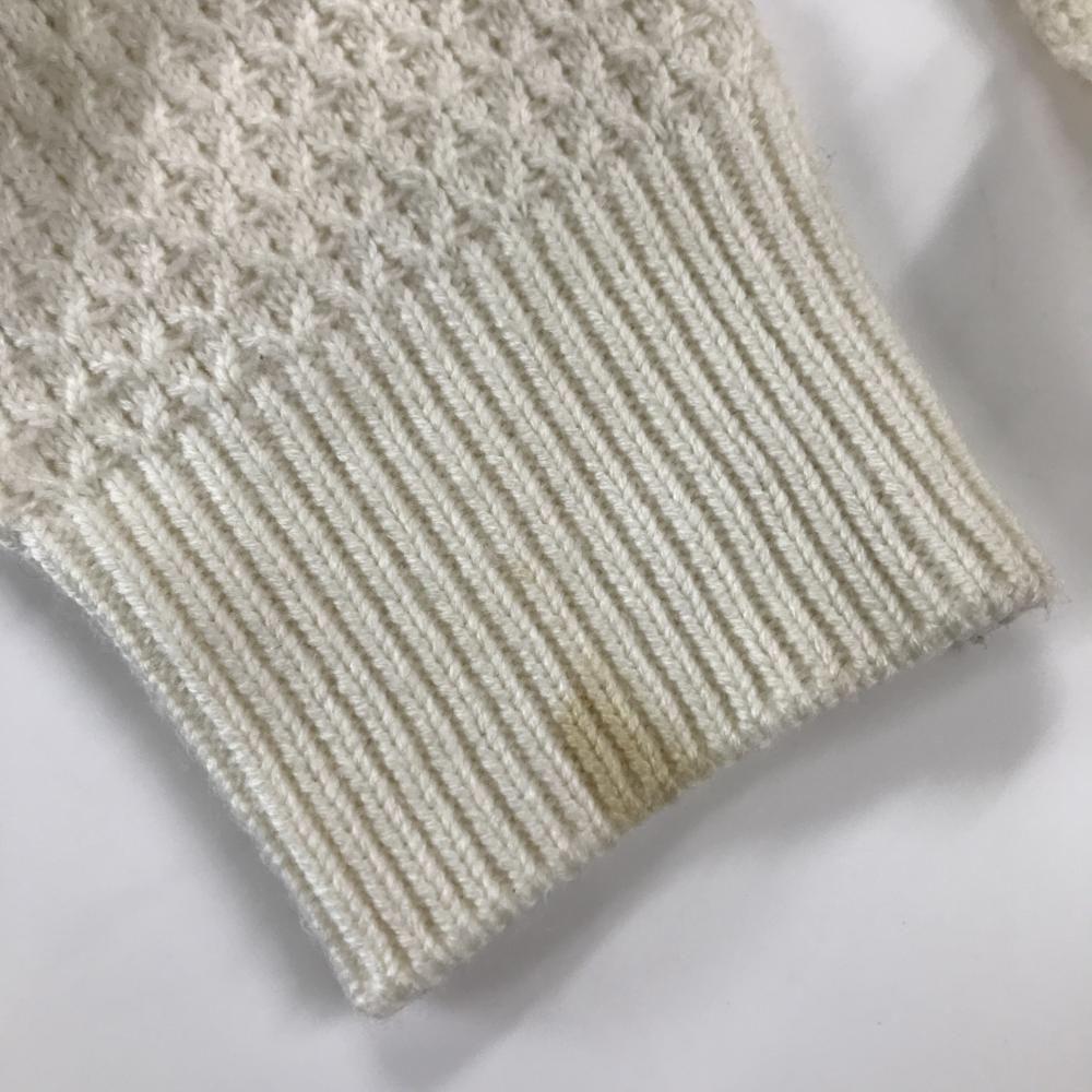 美品】キャロウェイ ニットジャケット 白 身頃下グレー 織生地 ウール