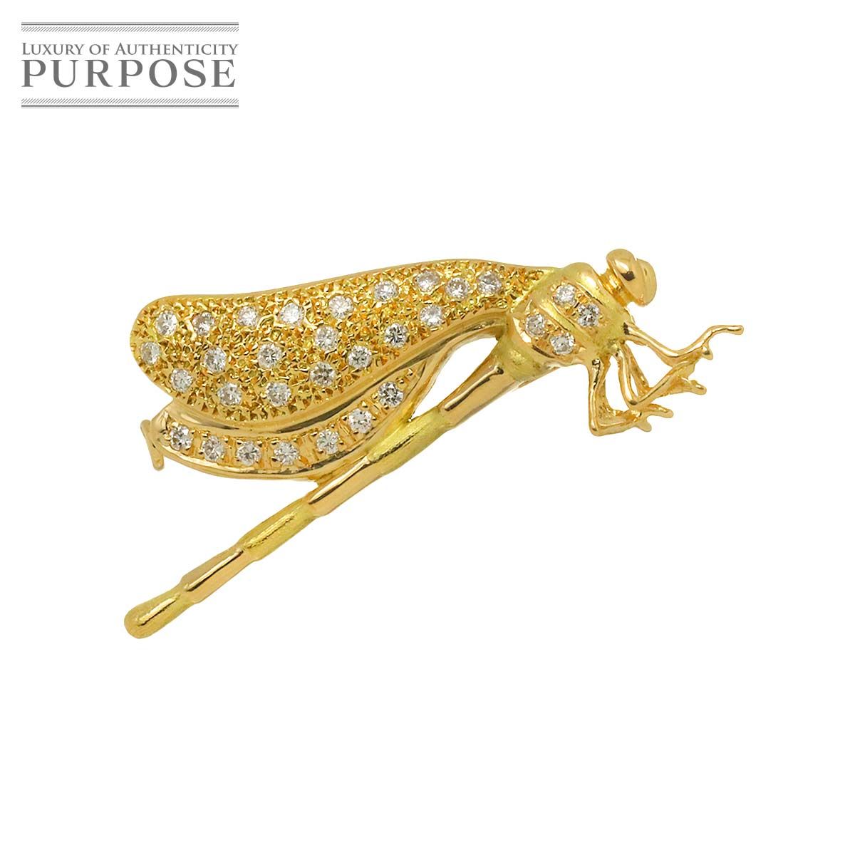 ダイヤ 0.45ct ブローチ K18 YG イエローゴールド 750 Diamond Brooch 90299958