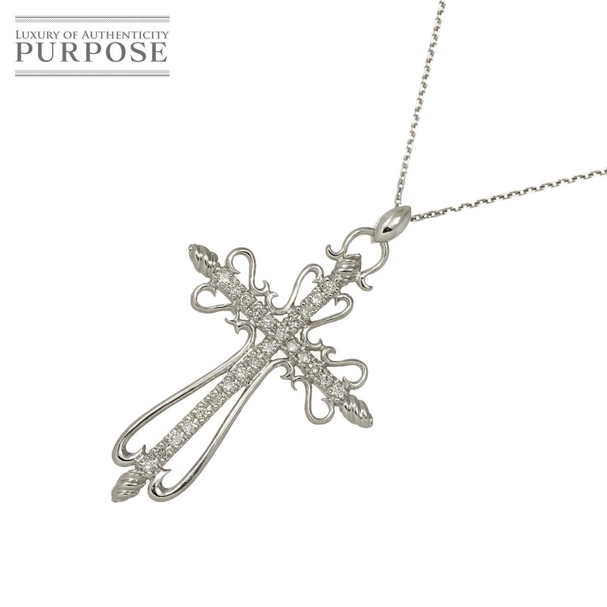 ダイヤ 0.25ct ネックレス 39.5cm K18 WG ホワイトゴールド 750 Diamond Necklace 90300435