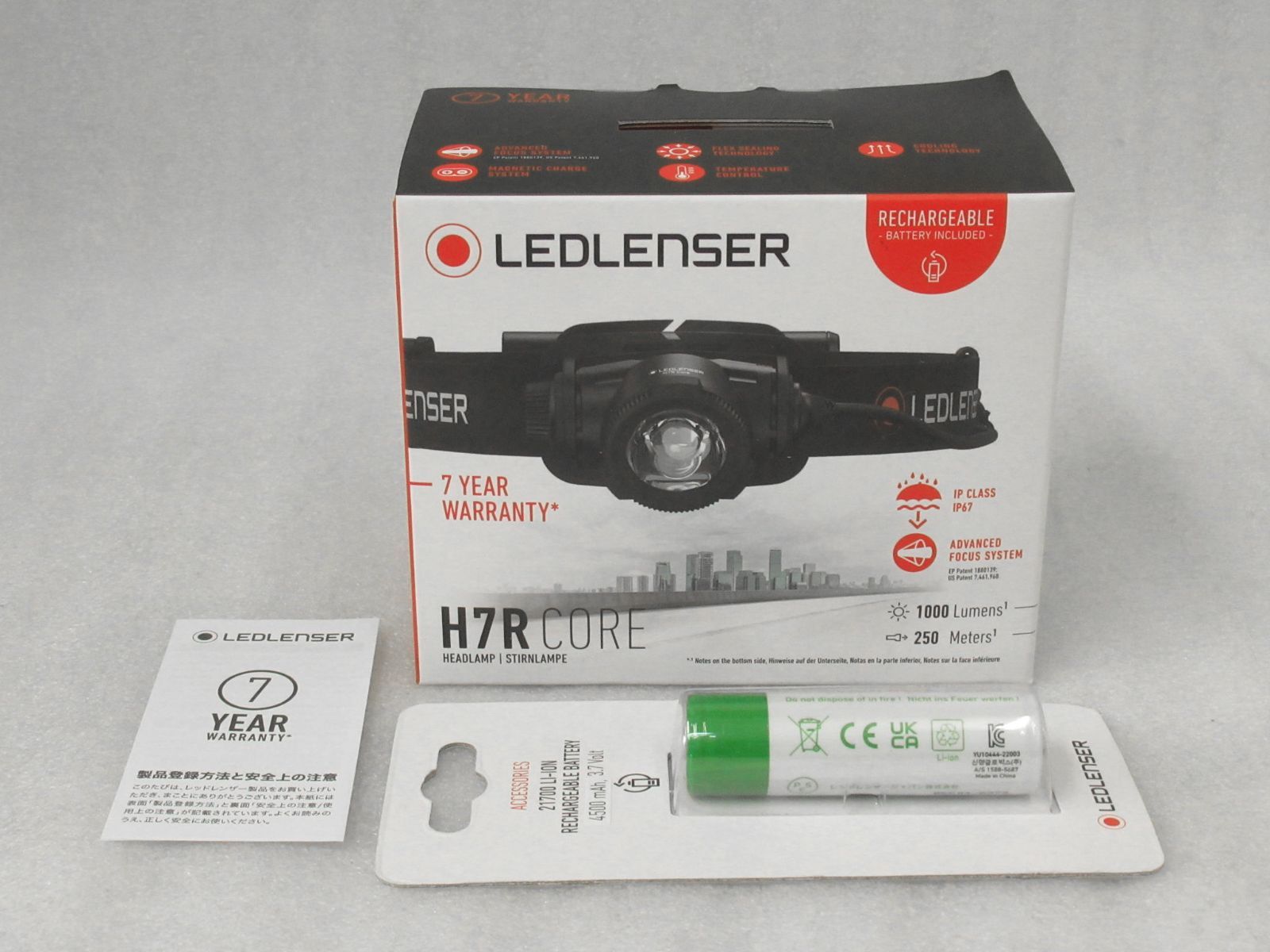 LEDLENSER レッドレンザー LED ヘッドライト H7R CORE 502122 リチウムイオンバッテリー 4500mAh 3.7V 502262