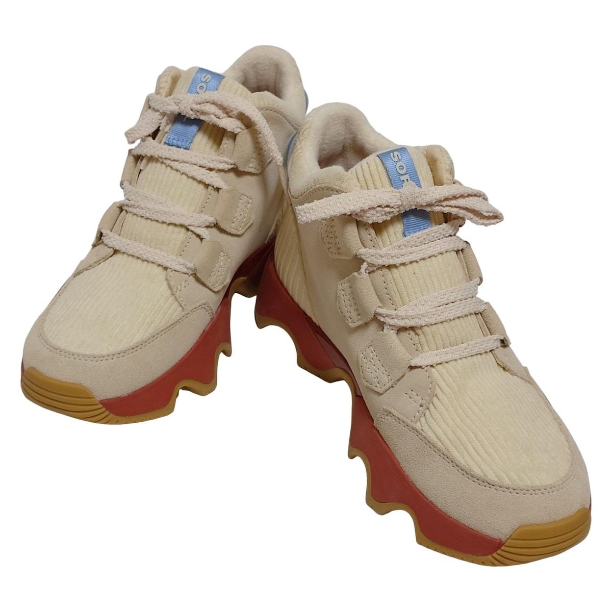 ソレル スニーカー 24.5 レディース キネティックインパクト カリブープラス NL5128-292 ベージュ×アイボリー×オレンジ レザー