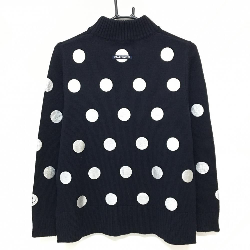 超 パーリーゲイツ ハイネックセーター ネイビー×シルバー ドット ニコちゃん レディース 1 M ゴルフウェア PEARLY GATES
