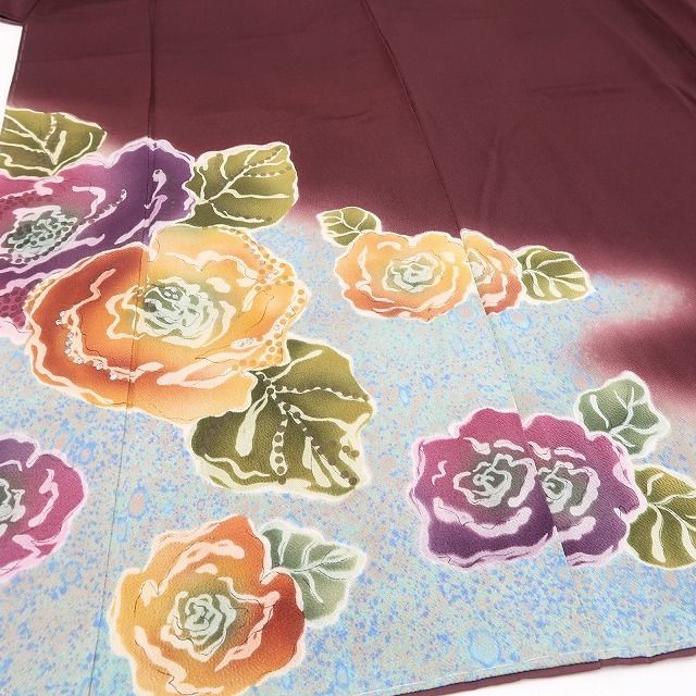 ❁tomihisa❁新品 薔薇 レトロ 落款 着物 正絹 仕付け糸付 トール
