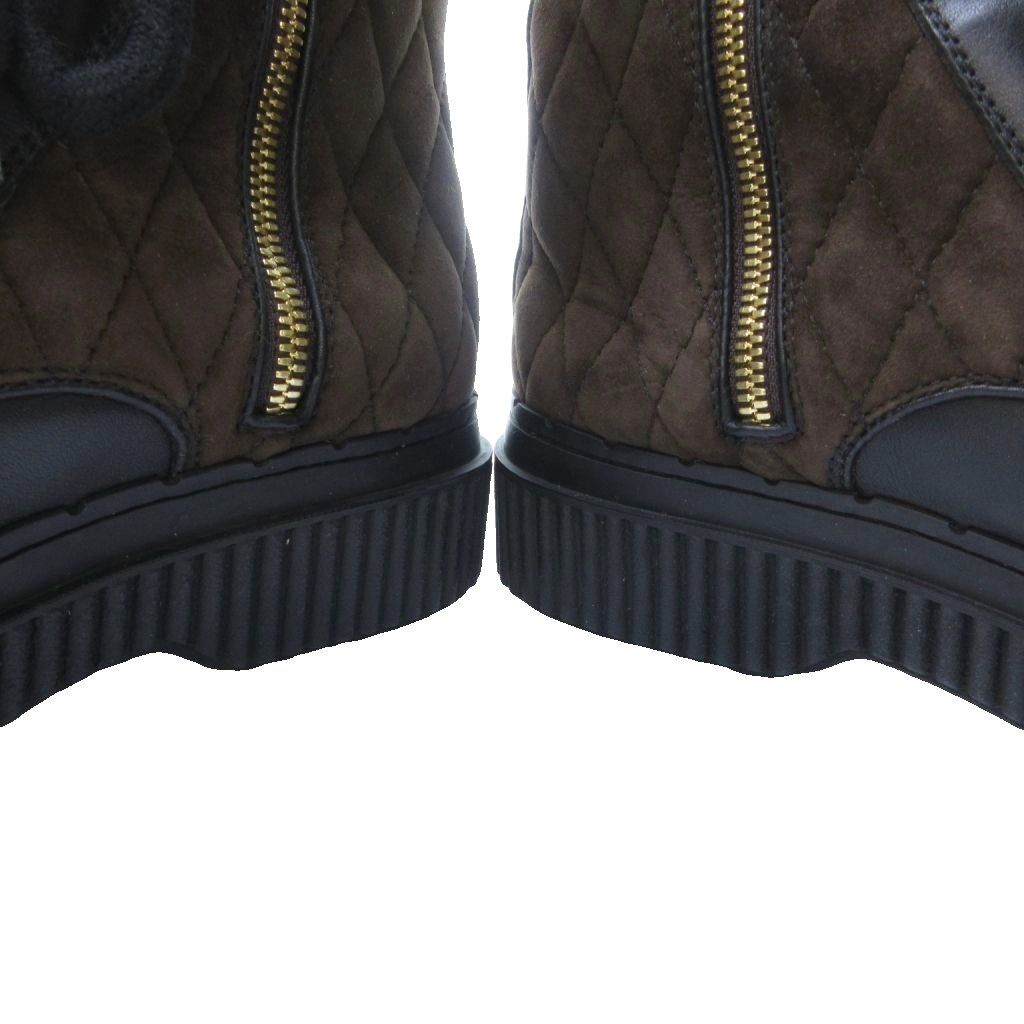 トッズ TOD'S ムートン切替 ブーツ キルティング レザー 茶 ブラウン