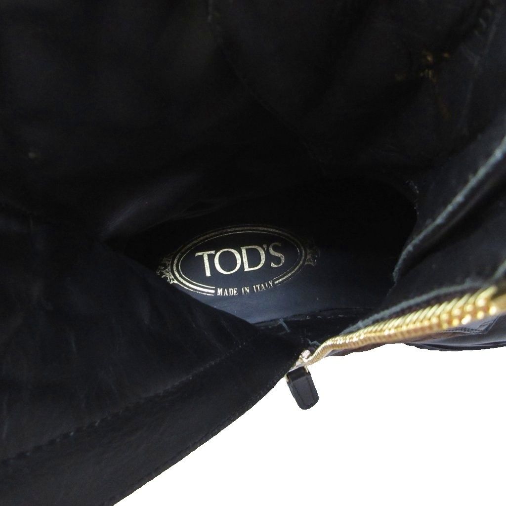 トッズ TOD'S ムートン切替 ブーツ キルティング レザー 茶 ブラウン