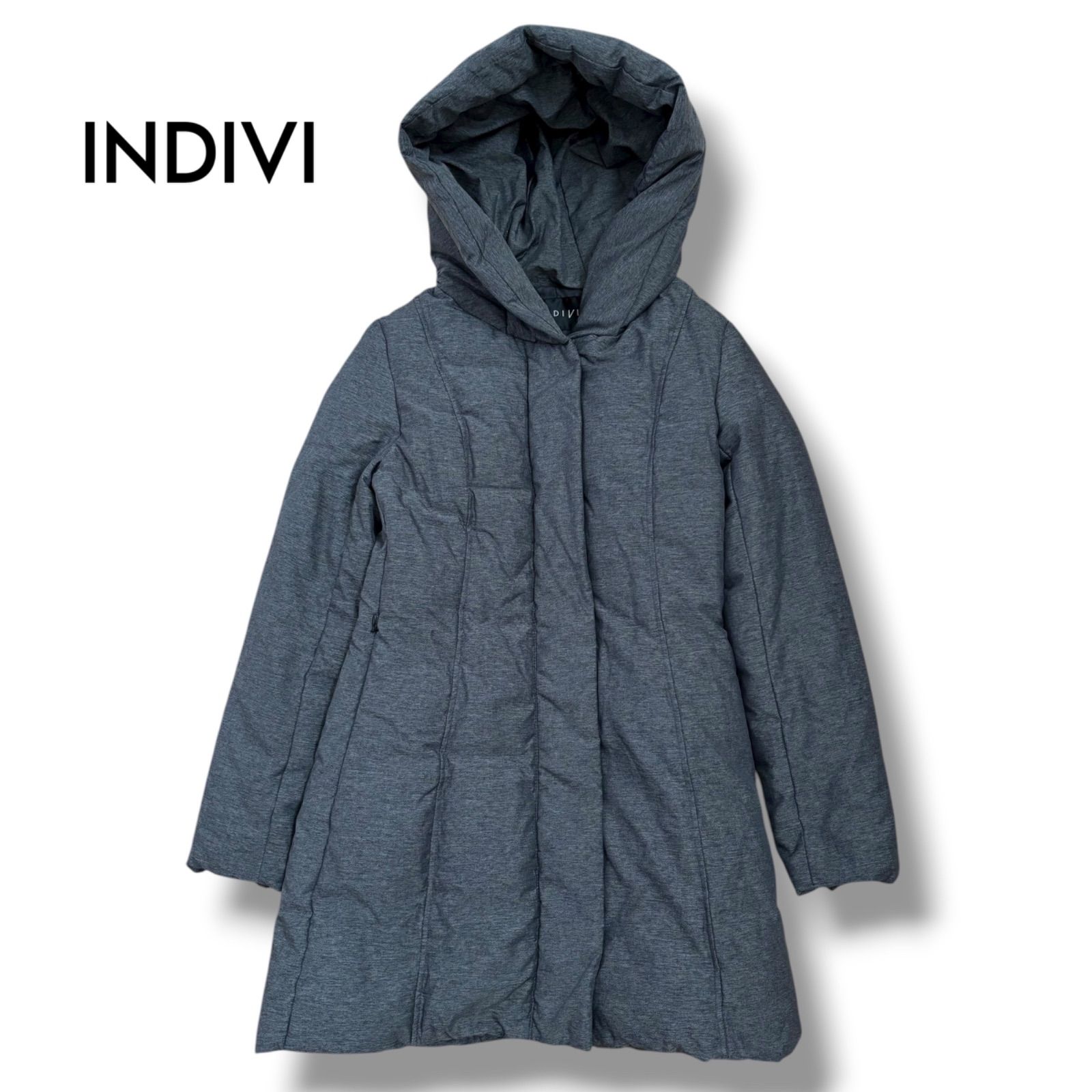 INDIVI フード付きミドル丈ダウンコート 38