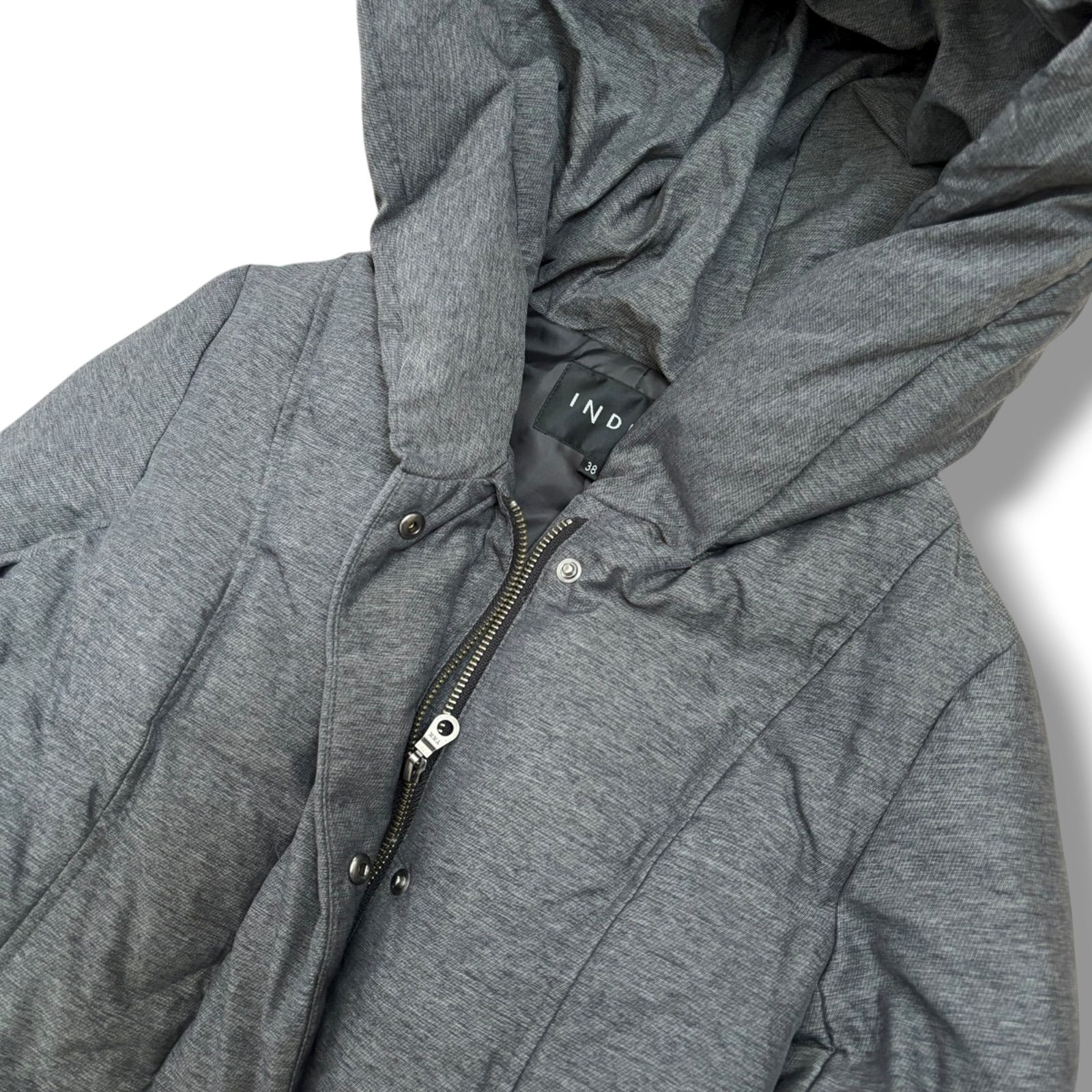 フード付きミドル丈ダウンコート 38