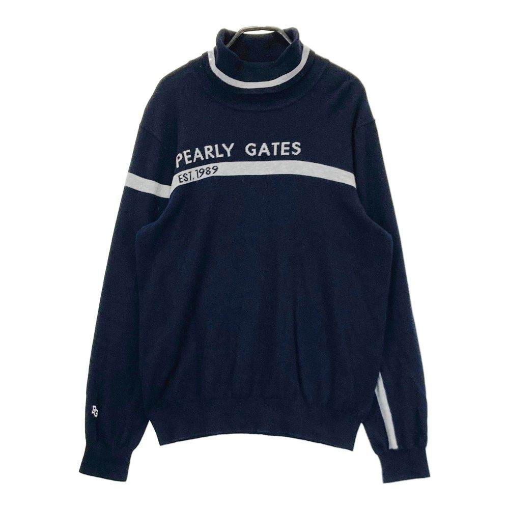 サイズ 5 PEARLY GATES パーリーゲイツ モデル タートルネック ニットセーター ネイビー系 240101546485 ゴルフウェア メンズ ストスト