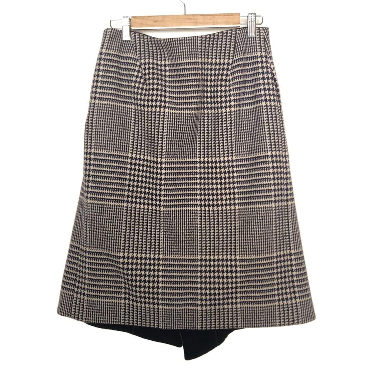 Drawer ドゥロワー 巻きスカート サイズ38 M レディース - ベージュ×ダークブラウン×ネイビー ひざ丈 千鳥格子柄