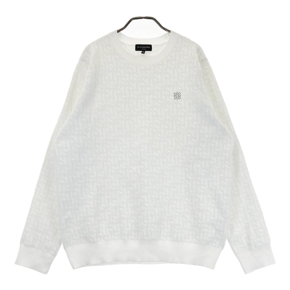 サイズ LL ST ANDREWS セントアンドリュース モデル ニットセーター ロゴ総柄 ホワイト系 ゴルフウェア メンズ ストスト
