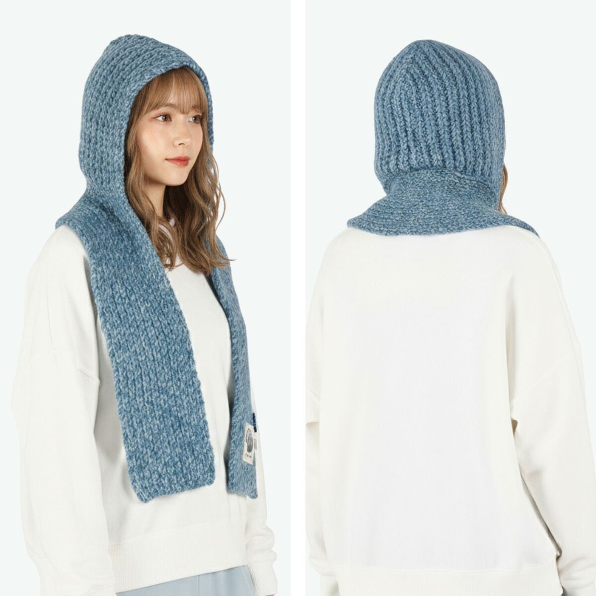 マフラー付き帽子 フードマフラー