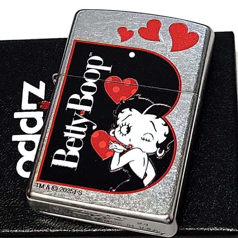 ZIPPO ベティ ブープ ジッポ ライター B かわいい シルバー Betty Boop アルファベット ストリートクローム かっこいい シンプル ヴィンテージ キャラクター エッチング彫刻 アニメ ベティちゃん レディース アメリカン メンズ 女性