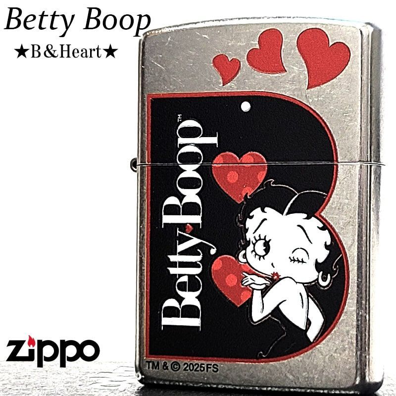 ZIPPO ベティ ブープ ジッポ ライター B かわいい シルバー Betty Boop アルファベット ストリートクローム かっこいい シンプル ヴィンテージ キャラクター エッチング彫刻 アニメ ベティちゃん レディース アメリカン メンズ 女性