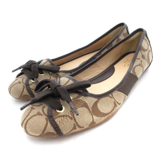 コーチ COACH バレエシューズ パンプス シグネチャー キャンバス 8M 茶 ブラウン JS GY42