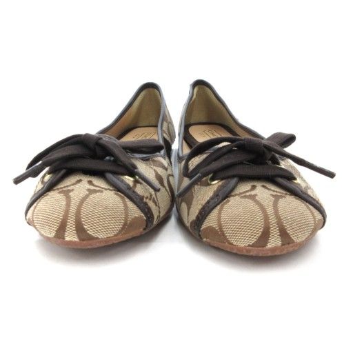 コーチ COACH バレエシューズ パンプス シグネチャー キャンバス 8 M 茶 ブラウン JS GY 42