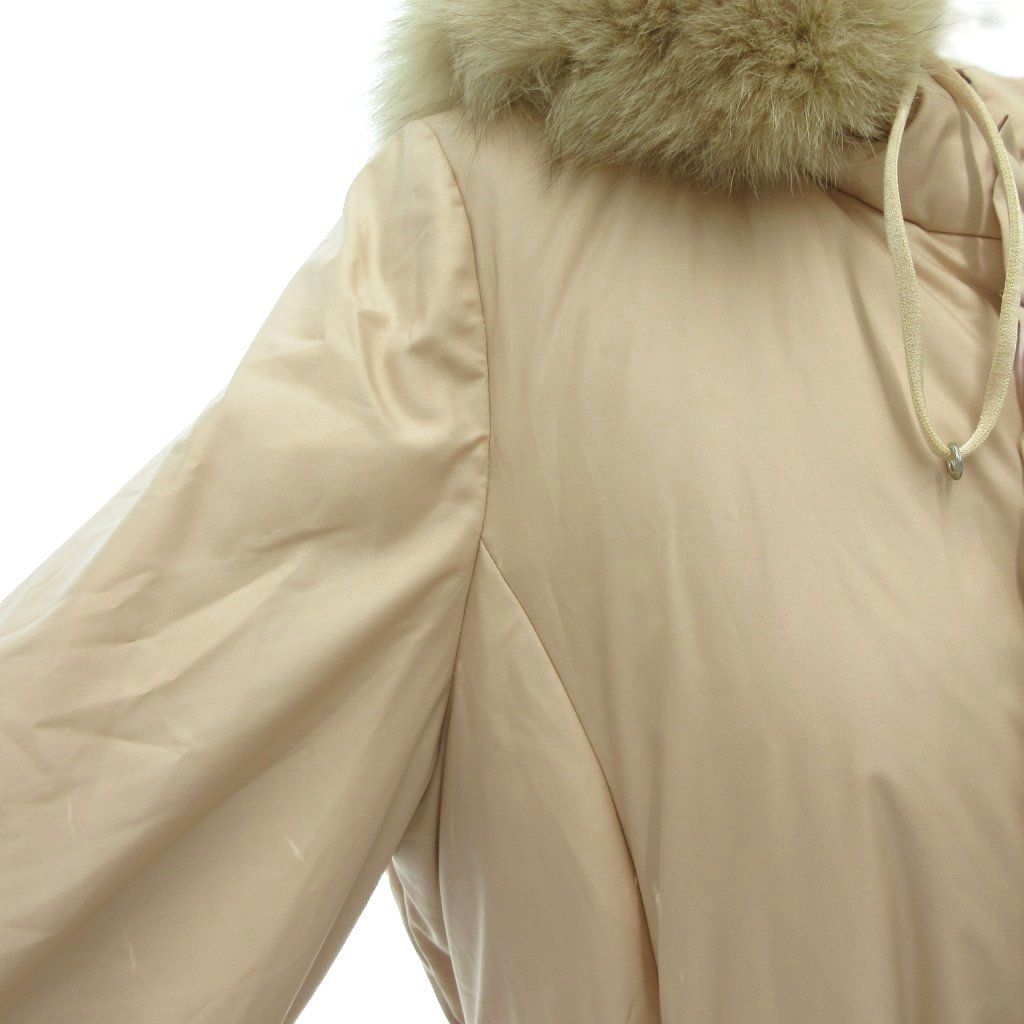  トゥービーシック TO BE CHIC ダウンコート ひざ丈 リボン フリル フォックスファー バルーンスリーブ 40 ピンク NU ダウンジャケット ジャケット アウター