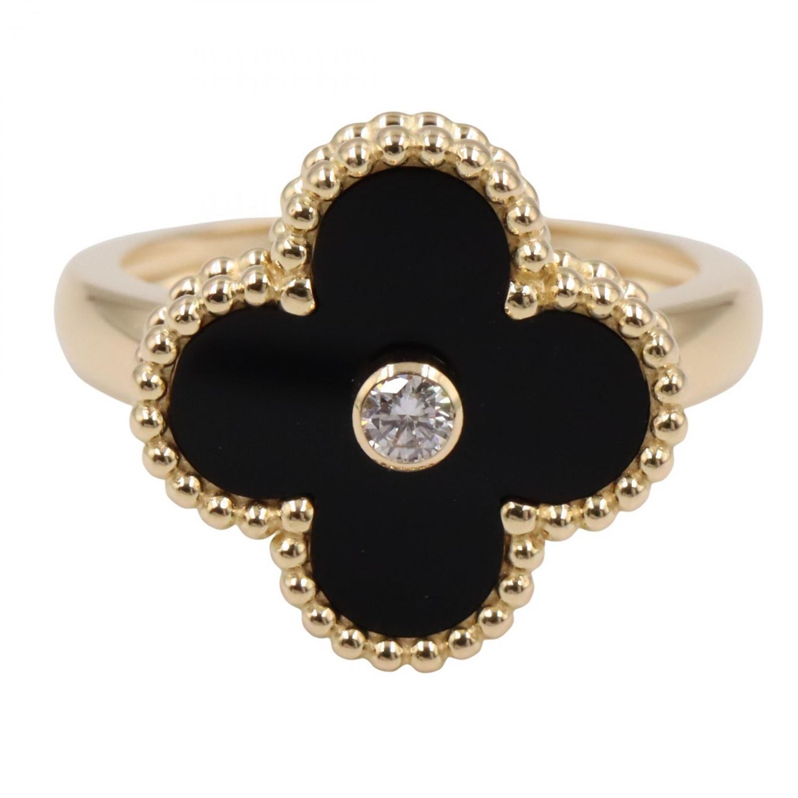 ヴァンクリーフ＆アーペル リング 指輪 ヴィンテージアルハンブラ オニキス 1PD VCARA41000 K18 イエローゴールド ダイヤモンド ヴィンテージアルハンブラ オニキス 1PD