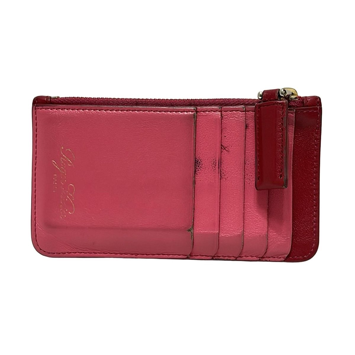 RogerVivier ロジェヴィヴィエ カードケース - ボルドー×ピンク ビジュー レザー