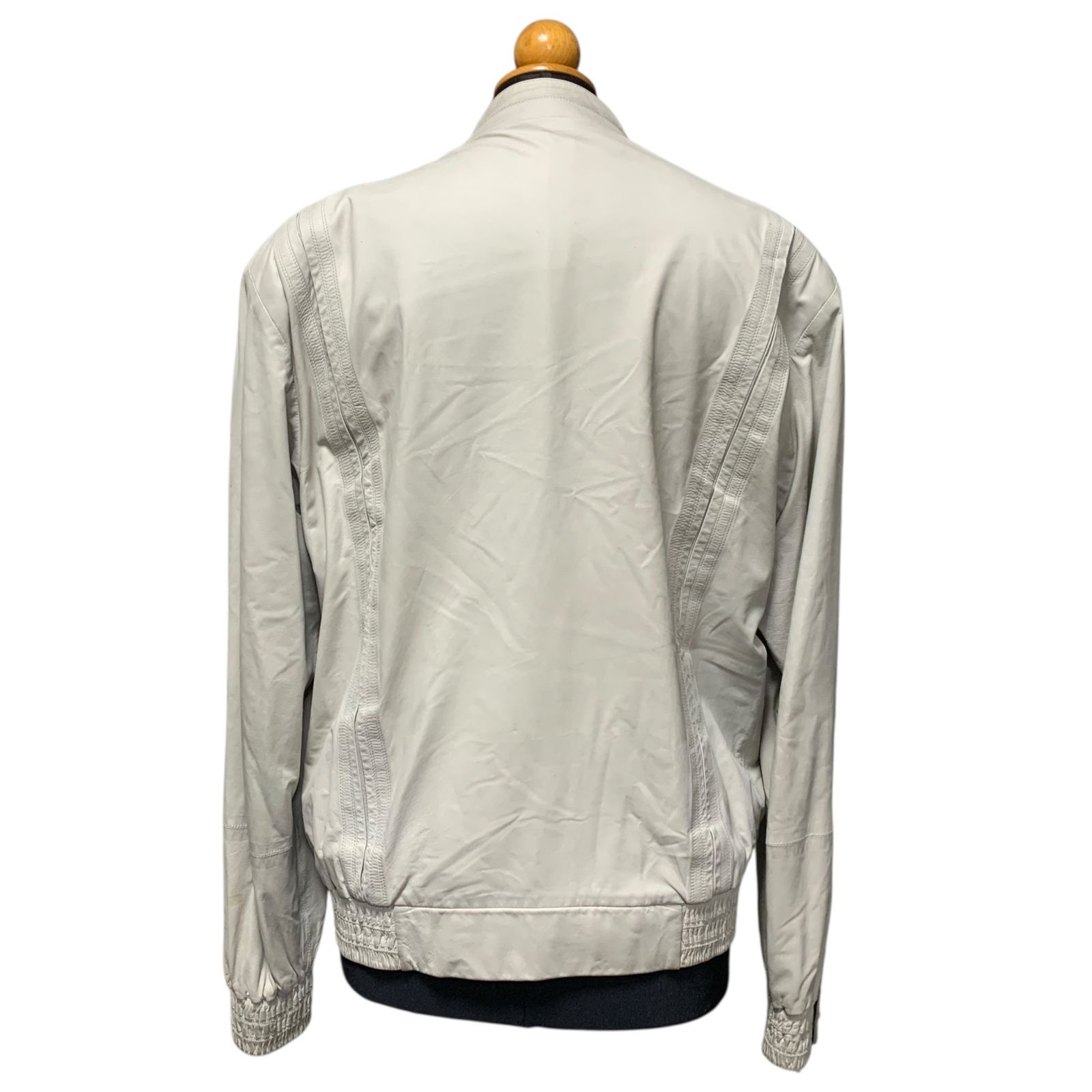 ZILLI ジリー レザー ジャケット ブルゾン アイボリー系 サイズ44 メンズ アウター カバー付 品 kyV19047N