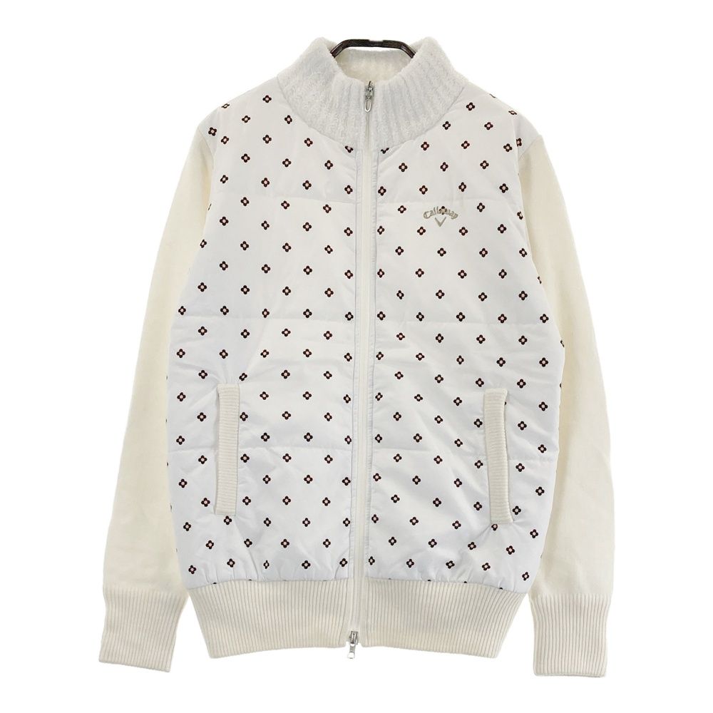 サイズ L CALLAWAY キャロウェイ ニット切替 中綿ジャケット 花柄 ホワイト系 240101410869 ゴルフウェア レディース ストスト