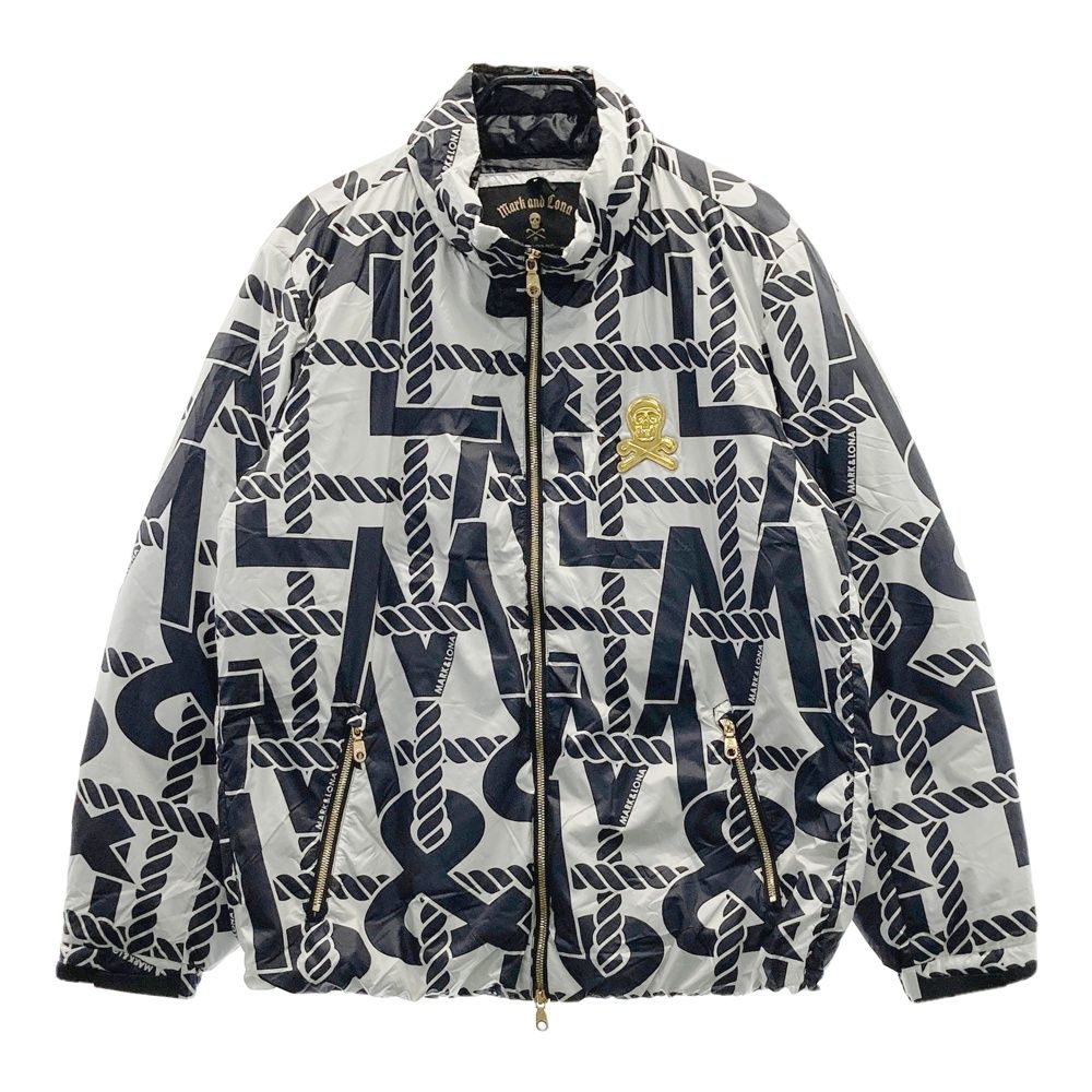 サイズ 48 MARK-LONA マークアンドロナ 中綿 ジップジャケット ロゴ 総柄 ホワイト系 240101413487 ゴルフウェア メンズ ストスト