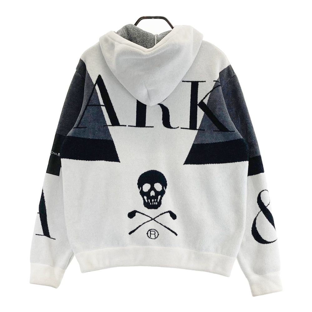 サイズ 48 MARK-LONA マークアンドロナ モデル フード付 ニット ジップジャケット スカル ホワイト系 240101446817 ゴルフウェア メンズ ストスト
