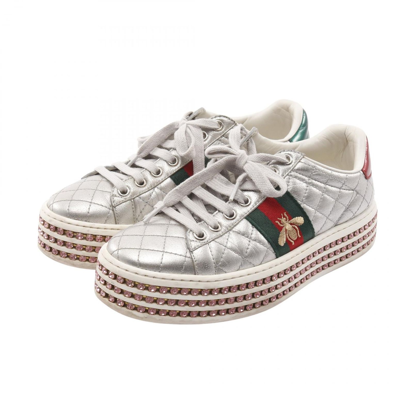 グッチ GUCCI スニーカー エンブロイダリー シェリーライン 557878 レザー スニーカー レディース Used B